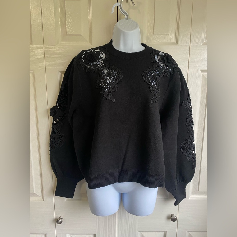 New Farm Rio embroidered details jumper Black Lace Cutout - Picture 4 of 12